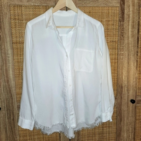 Anthropologie Cloth and Stone white button up shirt 100% Tencel women's size med - Picture 6 of 10